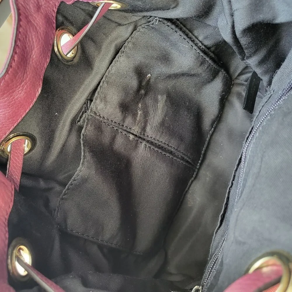 Rebecca Minkoff Mansfield Burgundy Leather Brit Brass Convertible Backpack Purse